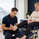 Align HC podiatrist assessing a patient's foot in a Sydney clinic
