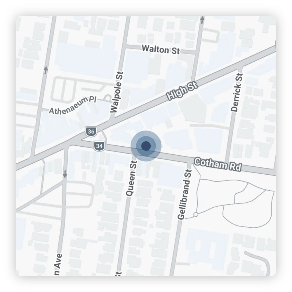 Map showing the Align Health Collective clinic on Cotham Rd, Kew
